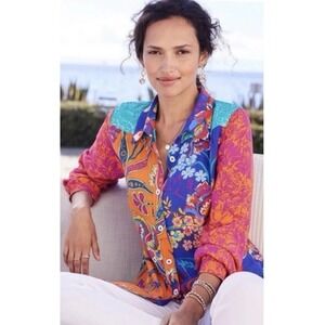 Soft Surroundings Hermosa Patchwork Embroidered Top Gorgeous Size Large
